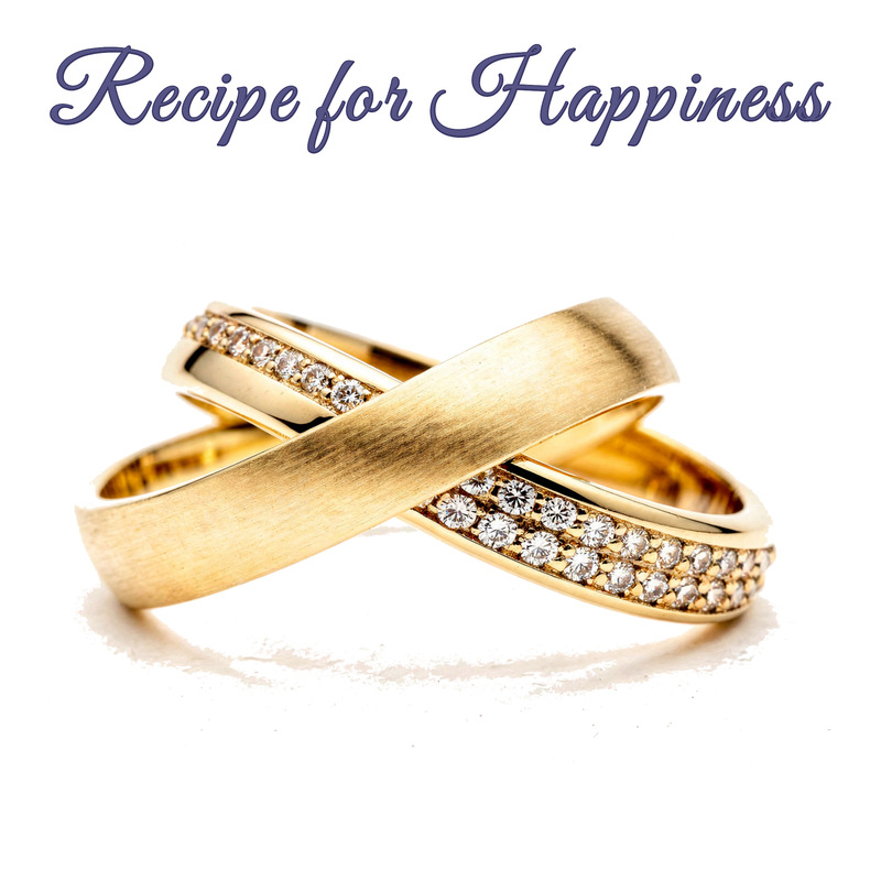 Recipe for Happiness - Marriage Topics banner by Sherita and David Samuels featuring intertwined gold wedding rings